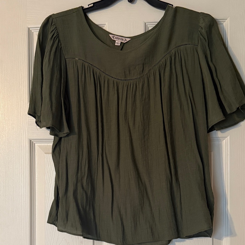 Nanette Lepore Olive Short Sleeve Blouse